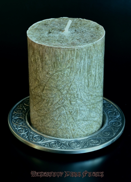 Hexenshop Dark Phönix Altar Öko durchgefärbte Stumpenkerze grün